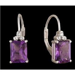 10KW Gold 2.00ct. Amethyst / Diamond Earrings