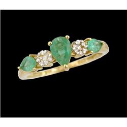 10KY Gold Fancy .60ct. Emerald / Diamond Ring