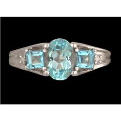 10KW Gold 1.65ct. Blue Topaz / Diamond Ring