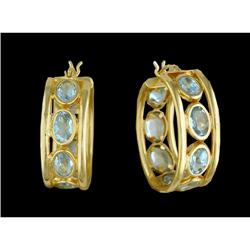 14KY Gold 5.00ct. Blue Topaz Hoop Earrings