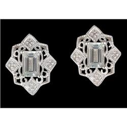 14KW Gold 3.00ct. Aquamarine/Diamond Earrings