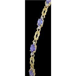 10KY Gold 6.40ct. Tanzanite Diamond Tennis Brac