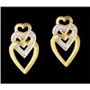 Image 1 : 10K Gold Triple Open Heart Link Diamond Earring