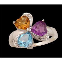 14KW Gold 1.50ct. Multi Color Gemstone/Diamond 