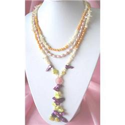 Three Strand Multi Color Freshwater Pearl Necklace