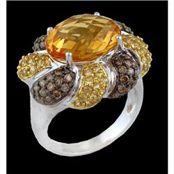 14KW Gold 6.20ct. Citrine Diamond Swirl Cocktail Ring