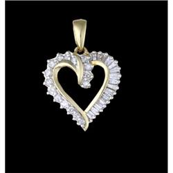 10KY Gold 1.00ct Open Heart Diamond Pendant
