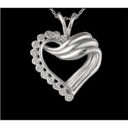 Romantic 14KW Gold Diamond Heart Pendant