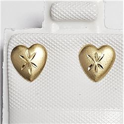 14K Yellow Gold Heart Shape Earrings, Made in Canada, Suggested Retail Value $200