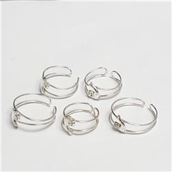 Silver 5 Set Of Adjustable Ring, Suggested Retail Value $100