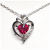 Image 1 : Silver Created Ruby 20" Necklace, Suggested Retail Value $100