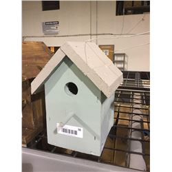 Wooden Bird House - Blue and White