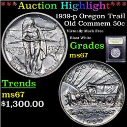 ***Auction Highlight*** 1939-p Oregon Trail Old Commem Half Dollar 50c Graded GEM++ Unc BY USCG (fc)