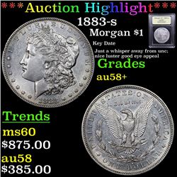 ***Auction Highlight*** 1883-s Morgan Dollar $1 Graded Choice AU/BU Slider+ BY USCG (fc)