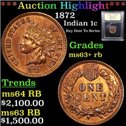 ***Auction Highlight*** 1872 Indian Cent 1c Graded Select+ Unc RB By USCG (fc)