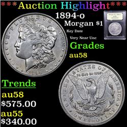 ***Auction Highlight*** 1894-o Morgan Dollar $1 Graded Choice AU/BU Slider BY USCG (fc)