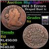 Image 1 : ***Auction Highlight*** 1801 3 Errors Draped Bust Large Cent 1c Graded f, fine BY USCG (fc)