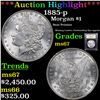 Image 1 : ***Auction Highlight*** 1885-p Morgan Dollar $1 Graded GEM++ Unc By USCG (fc)