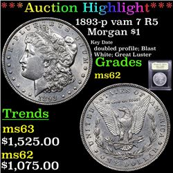 ***Auction Highlight*** 1893-p vam 7 I2 R5 Morgan Dollar $1 Graded Select Unc By USCG (fc)