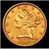 Image 2 : ***Auction Highlight*** 1901-p Gold Liberty Half Eagle $5 Graded Select Unc By USCG (fc)