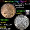 Image 1 : ***Auction Highlight*** 1921-s Rainbow Toned Morgan Dollar $1 Graded GEM+ Unc By USCG (fc)