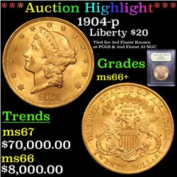 *Highlight Of Entire Auction* 1904-p Gold Liberty Double Eagle $20 Graded GEM++ Unc By USCG (fc)