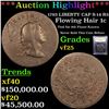 Image 1 : *Highlight Of Entire Auction*  1793 LIBERTY CAP S-14 R5 Flowing Hair 1c Graded vf+ By USCG (fc)