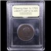 Image 4 : *Highlight Of Entire Auction*  1793 LIBERTY CAP S-14 R5 Flowing Hair 1c Graded vf+ By USCG (fc)