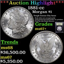 ***Auction Highlight*** 1881-cc Morgan Dollar $1 Graded Gem++ Unc By USCG (fc)