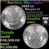 Image 1 : ***Auction Highlight*** 1881-cc Morgan Dollar $1 Graded Gem++ Unc By USCG (fc)