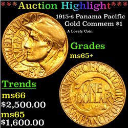 ***Auction Highlight*** 1915-s Panama Pacific Gold Commem Dollar 1 Grades GEM+ Unc (fc)