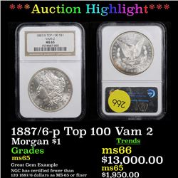 ***Auction Highlight*** NGC 1887/6-p Top 100 Vam 2 Morgan Dollar $1 Graded ms65 By NGC (fc)