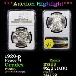 ***Auction Highlight*** NGC 1926-p Peace Dollar $1 Graded ms65 By NGC (fc)