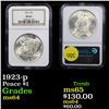 Image 1 : NGC 1923-p Peace Dollar $1 Graded ms64 By NGC