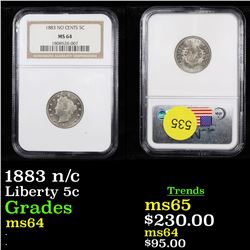 NGC 1883 n/c Liberty Nickel 5c Graded ms64 By NGC