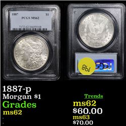 PCGS 1887-p Morgan Dollar $1 Graded ms62 By PCGS