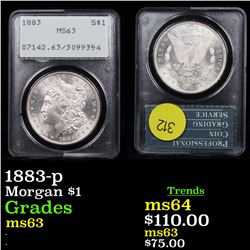 PCGS 1883-p Morgan Dollar $1 Graded ms63 By PCGS
