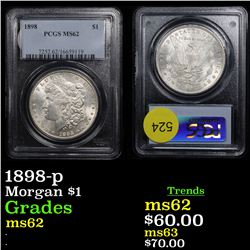 PCGS 1898-p Morgan Dollar $1 Graded ms62 By PCGS