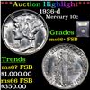 Image 1 : ***Auction Highlight*** 1936-d Mercury Dime 10c Graded GEM++ FSB BY USCG (fc)