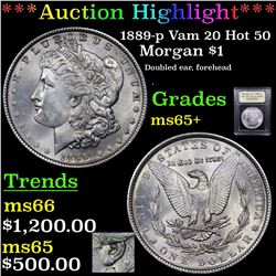***Auction Highlight*** 1889-p Vam 20 Hot 50 Morgan Dollar $1 Graded GEM+ Unc By USCG (fc)