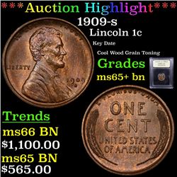 ***Auction Highlight*** 1909-s Lincoln Cent 1c Graded GEM+ Unc BN By USCG (fc)