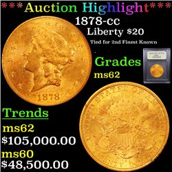 *Highligh Of Entire Auction* 1878-cc Gold Liberty Double Eagle $20 Graded Select Unc By USCG (fc)