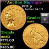 Image 1 : ***Auction Highlight*** 1911-p Gold Indian Quarter Eagle $2 1/2 Graded Select Unc BY USCG (fc)