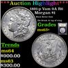Image 1 : ***Auction Highlight*** 1891-p Vam 9A I2 R6 Morgan Dollar $1 Graded Select+ Unc BY USCG (fc)