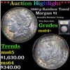 Image 1 : ***Auction Highlight*** 1880-p Rainbow Toned Morgan Dollar $1 Graded Choice+ Unc By USCG (fc)