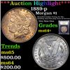 Image 1 : ***Auction Highlight*** 1889-p Morgan Dollar $1 Graded Choice+ Unc BY USCG (fc)