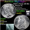 Image 1 : ***Auction Highlight*** 1927-s Vma 1H R5 Peace Dollar $1 Graded Select+ Unc By USCG (fc)