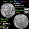 Image 1 : ***Auction Highlight*** 1890-cc Morgan Dollar $1 Graded Select Unc By USCG (fc)