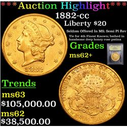 *Highligh Of Entire Auction* 1882-cc Gold Liberty Double Eagle $20 Graded Select Unc By USCG (fc)