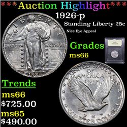 ***Auction Highlight*** 1926-p Standing Liberty Quarter 25c Graded GEM+ Unc By USCG (fc)